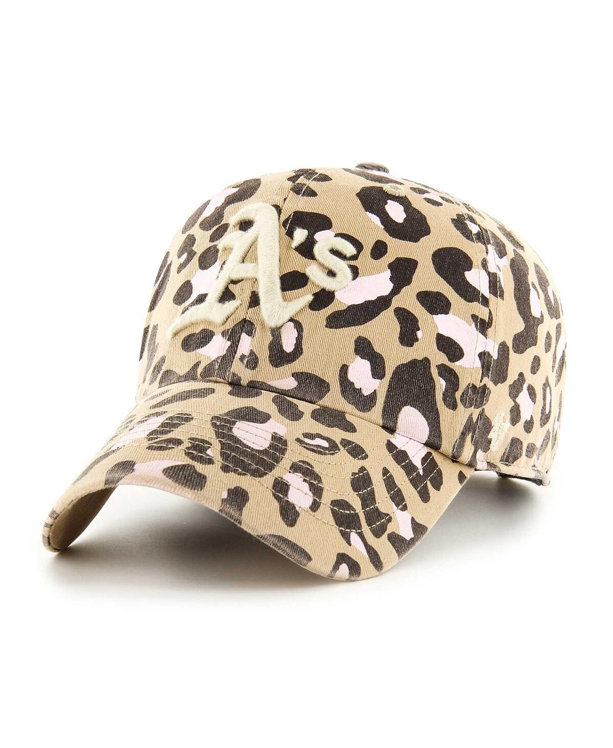 47 Brand Women's '47 Oakland Athletics Tan Bagheera Cheetah Clean Up Adjustable Hat In Khaki
