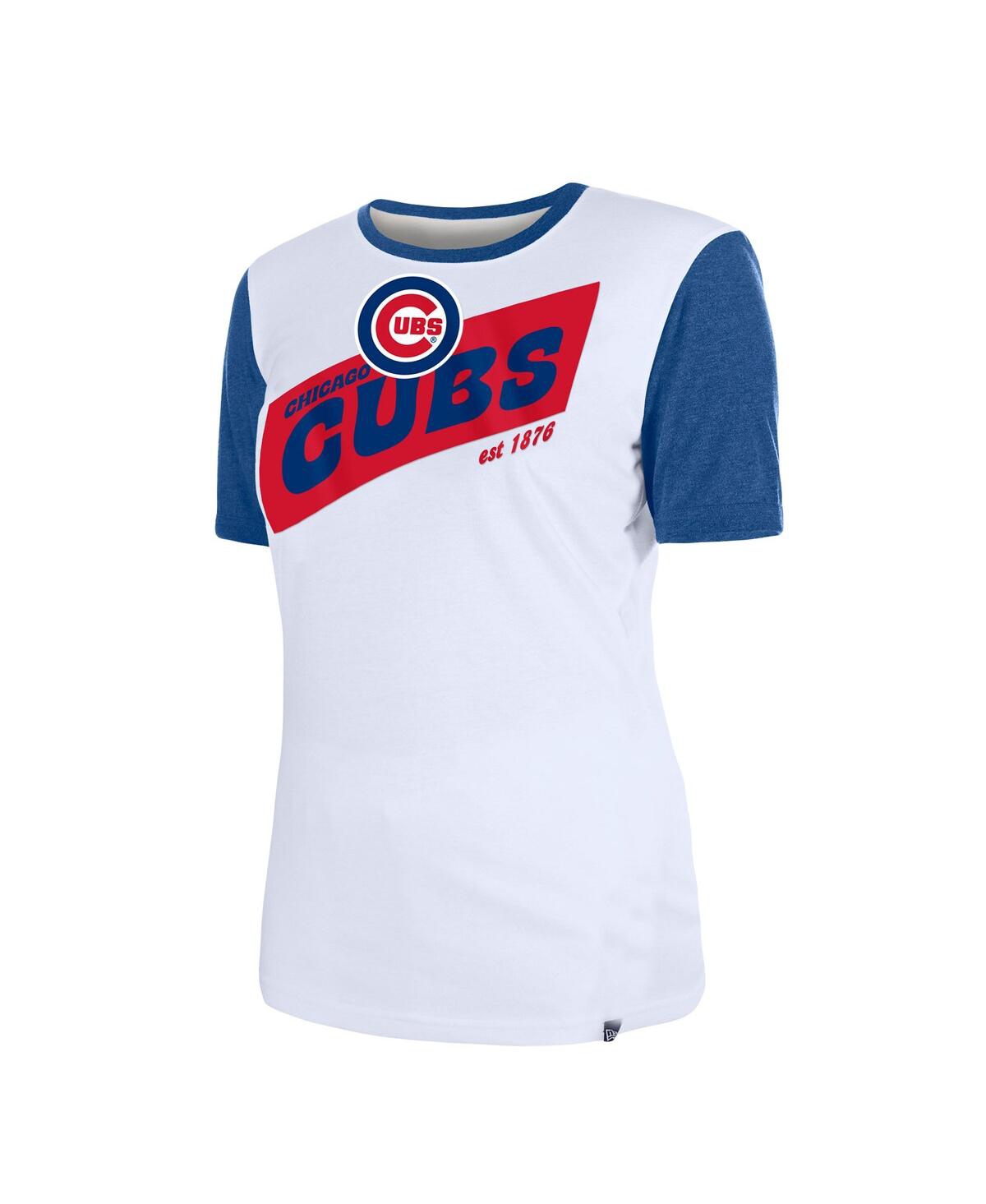 Shop New Era Women's  White Chicago Cubs Colorblock T-shirt