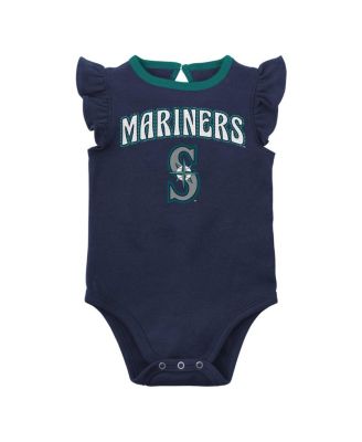 Newborn and Infant Boys and Girls Navy, Heather Gray Seattle Mariners Little Fan Two-Pack Bodysuit Set