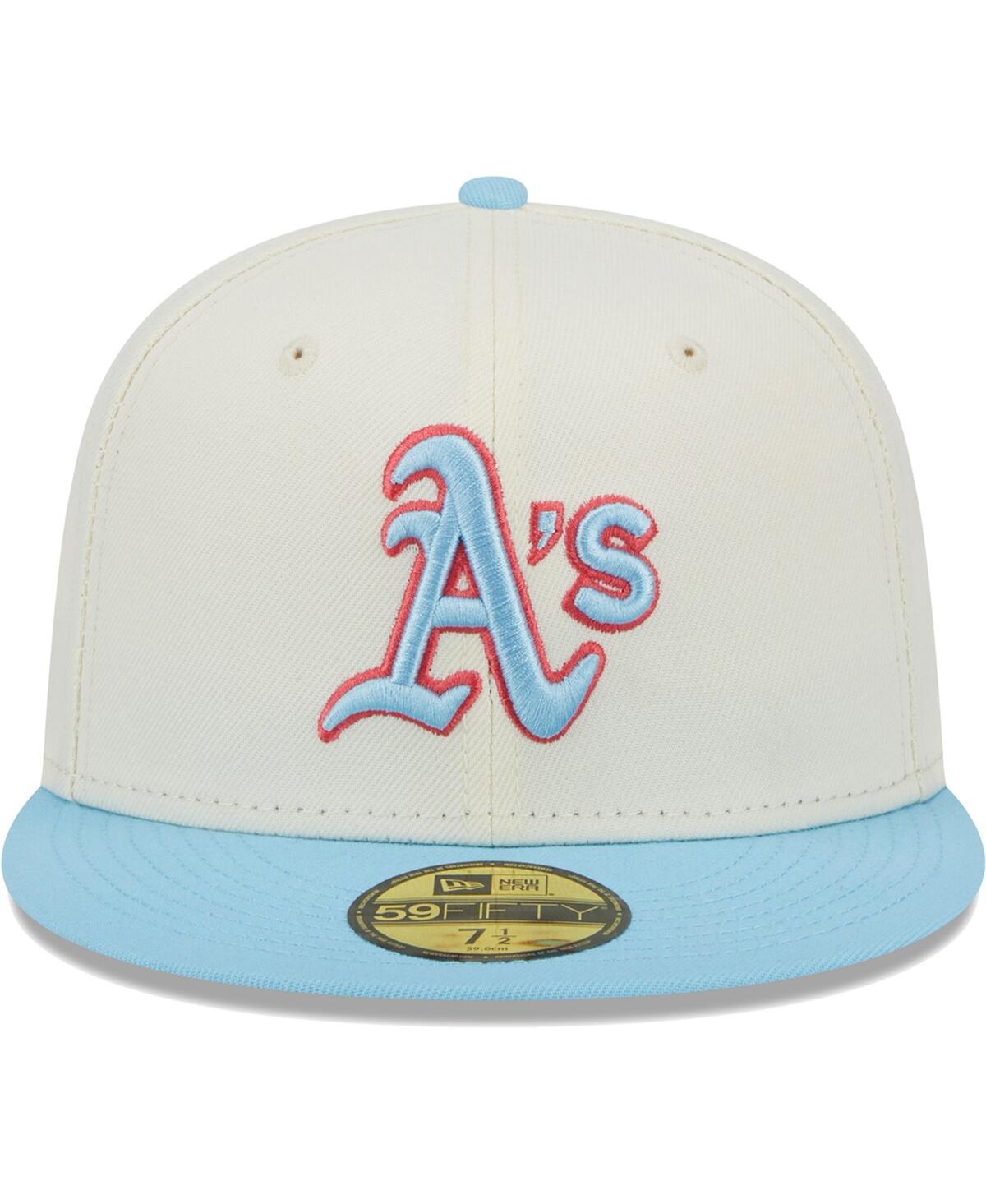 Men's New Eraand Light Blue Oakland Athletics Spring Color Two-Tone 59FIFTY Fitted Hat - White, Light Blue