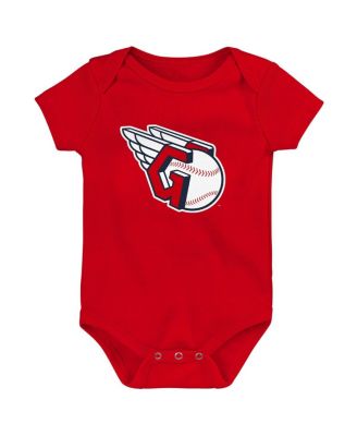 Infant Boys and Girls Red and White and Heather Gray Cleveland Guardians Biggest Little Fan 3-Pack Bodysuit Set
