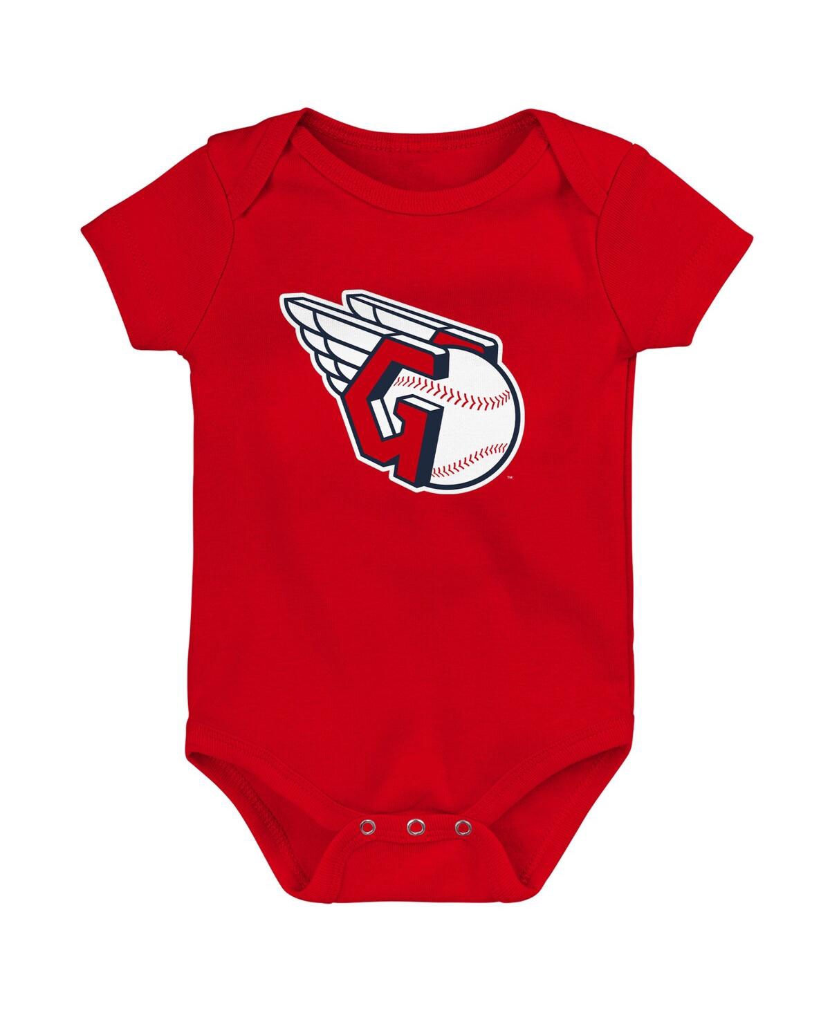 Outerstuff Infant Boys And Girls Red And White And Heather Gray Cleveland Guardians Biggest Little Fan 3-pack B In Red,white,heather Gray