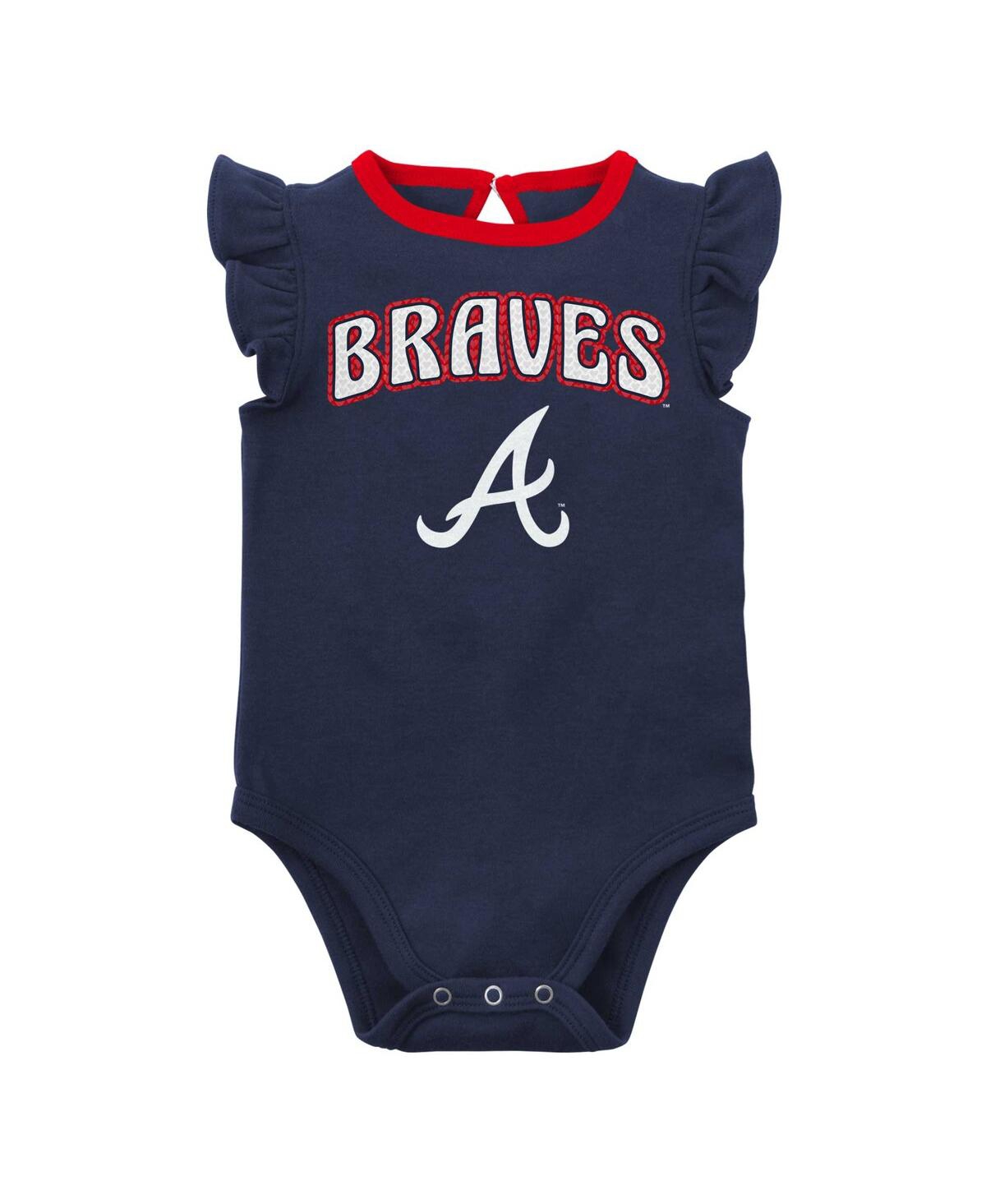 Outerstuff Infant Girls' Atlanta Braves Little Fan Creepers 2-Pack