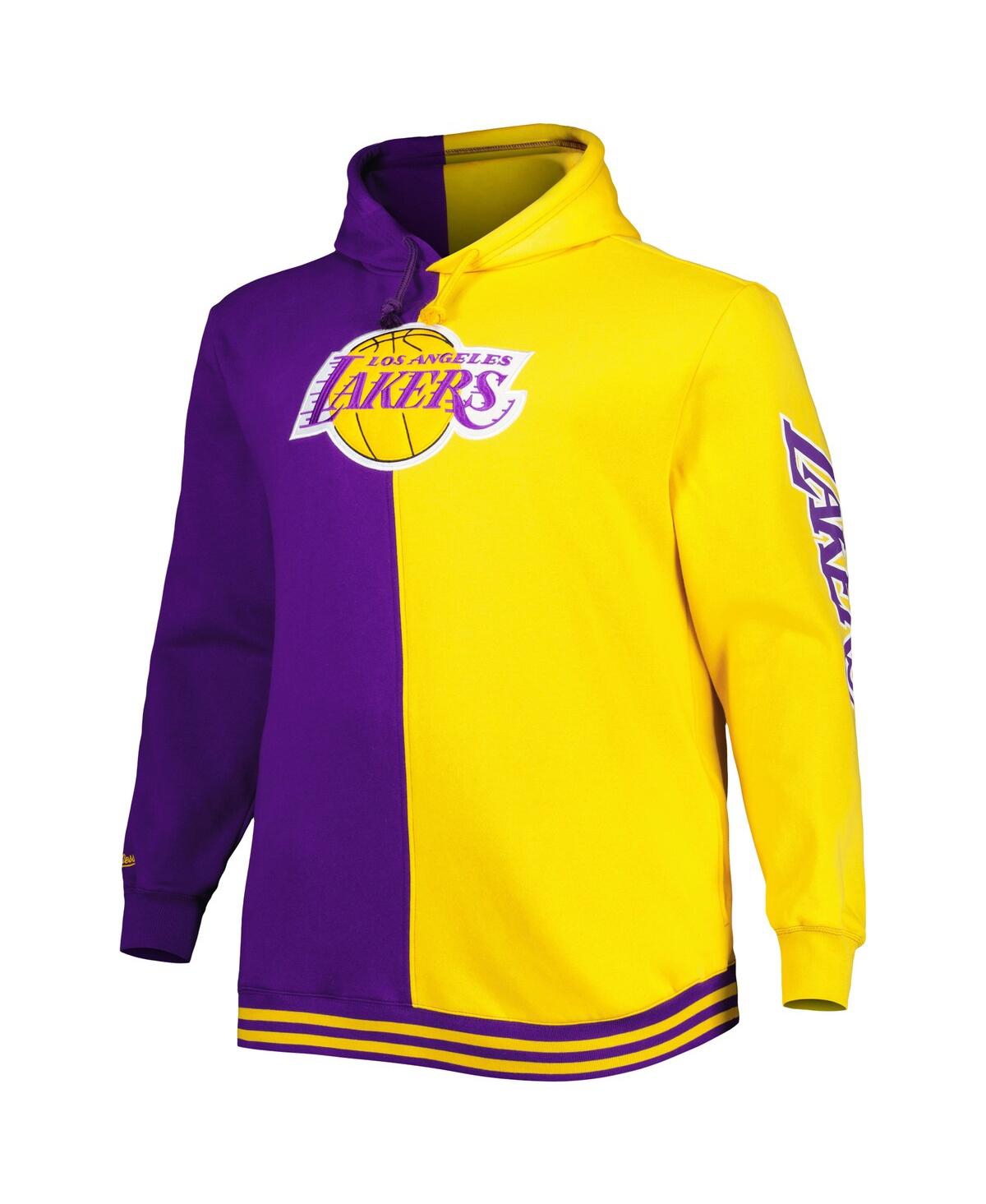 Mitchell & Ness Men's  Purple And Gold Los Angeles Lakers Big And Tall Hardwood Classics Split Pullov In Purple,gold