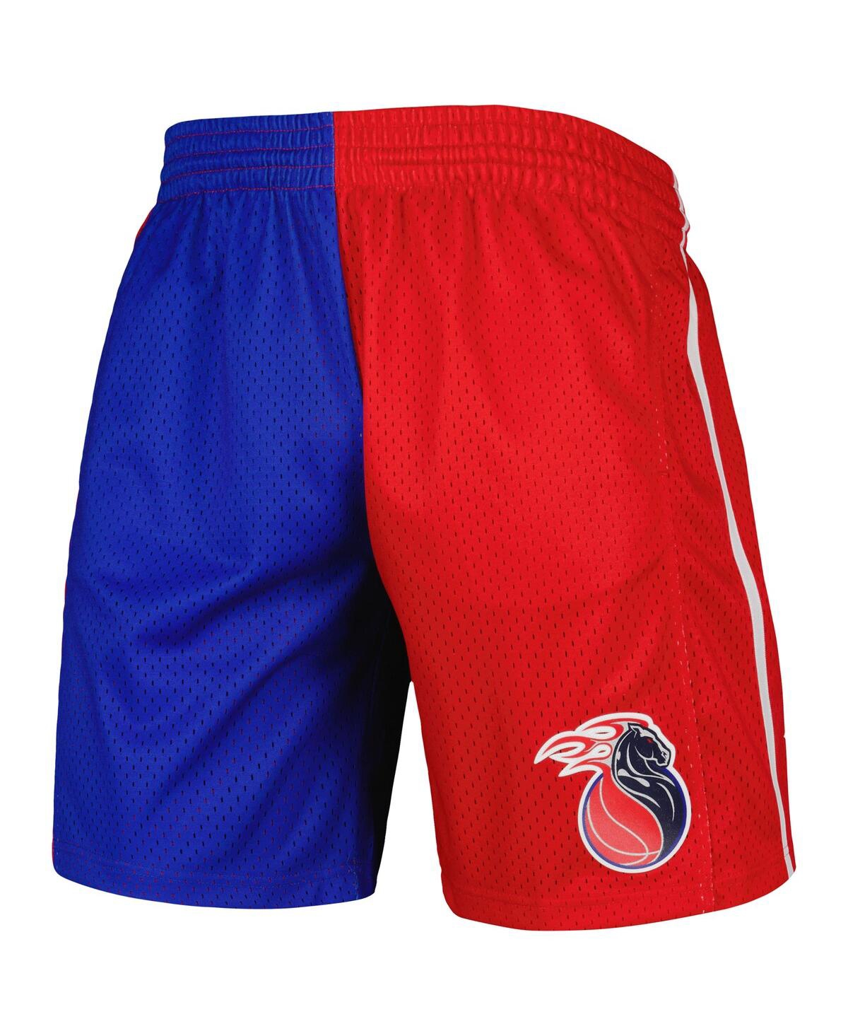 Mitchell & Ness Men's  Blue And Red Detroit Pistons Hardwood Classics 2003 Split Swingman Shorts In Blue,red