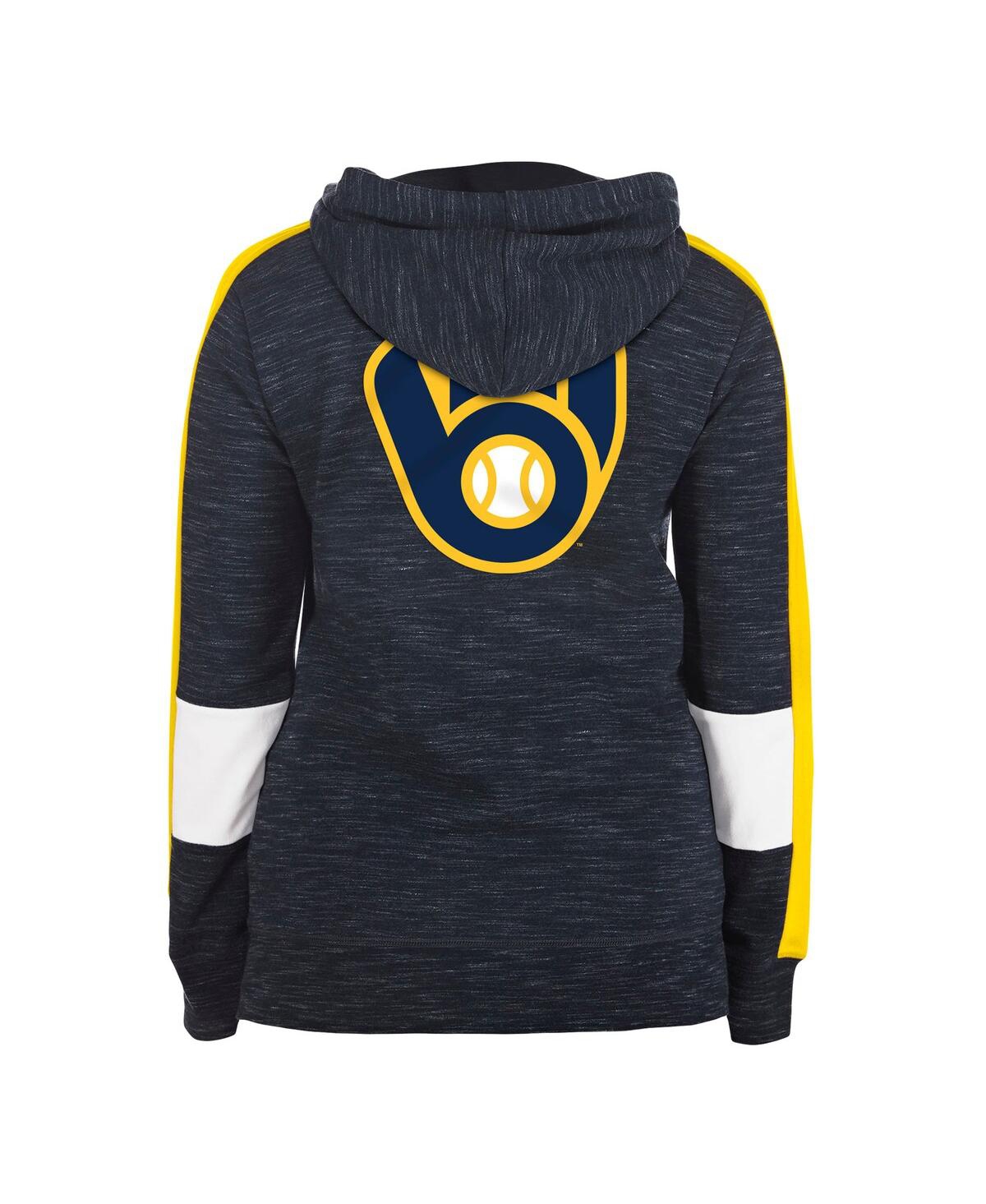 NEW ERA WOMEN'S NEW ERA NAVY MILWAUKEE BREWERS COLORBLOCK FULL-ZIP HOODIE 