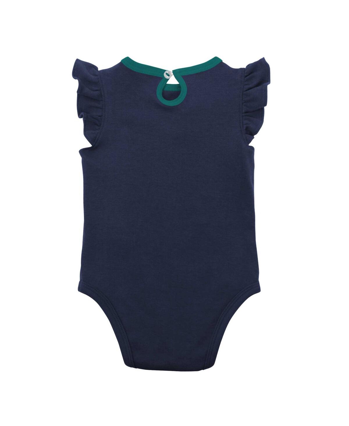 Outerstuff Newborn And Infant Boys And Girls Navy, Heather Gray Seattle Mariners Little Fan Two-pack Bodysuit S In Navy,heather Gray