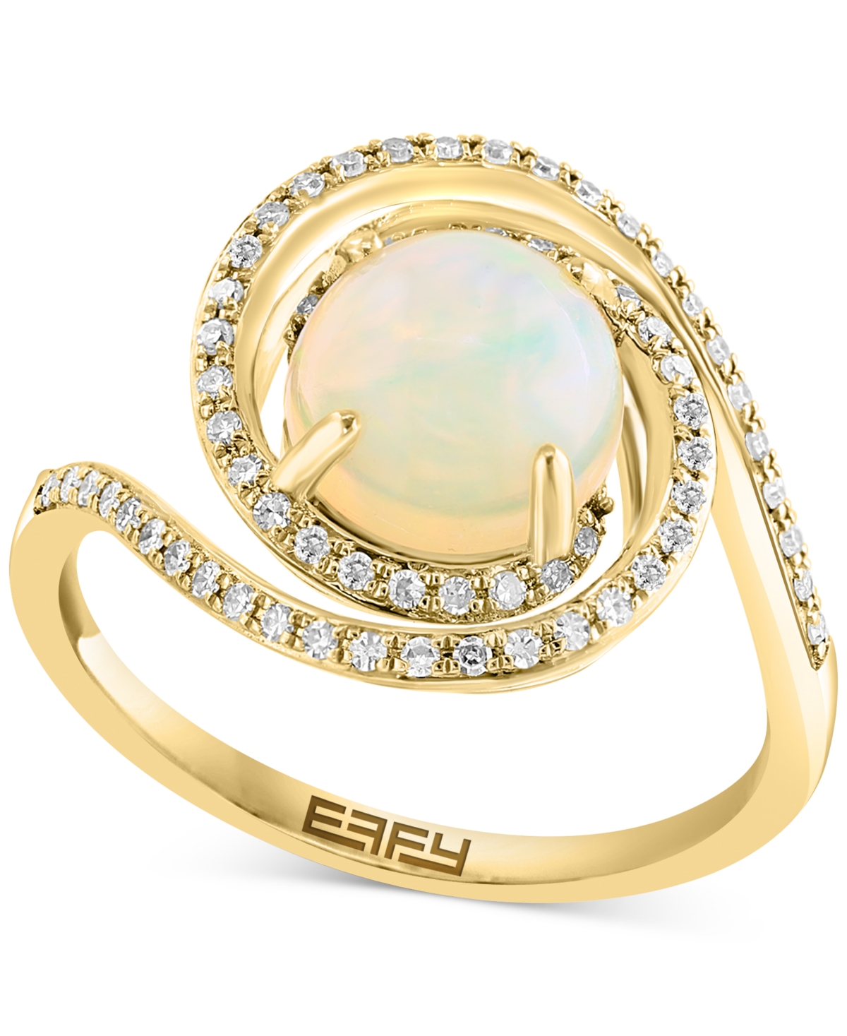 Effy Collection Effy Ethiopian Opal (1-3/4 Ct. T.w.) & Diamond (1/4 Ct. T.w.) Swirl Ring In 14k Gold