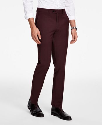 Bar III Men's Slim-Fit Red Solid Suit Pants, Created for Macy's
