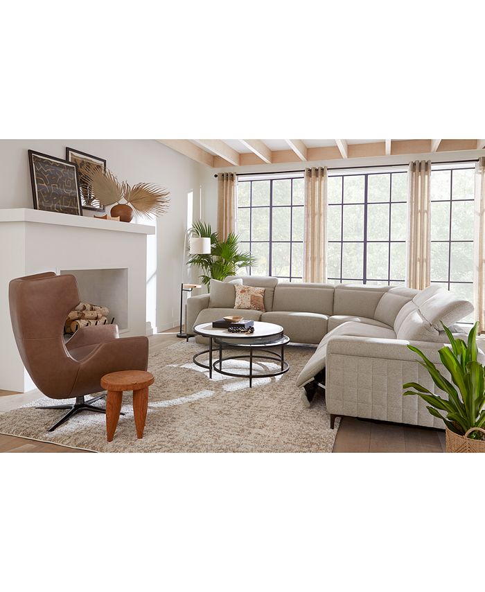 Furniture Adney 128" 5 Pc Zero Gravity Fabric Sectional with 2 Power