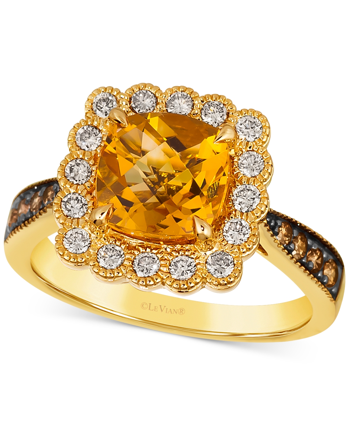 Le Vian Cinnamon Citrine (2-1/10 Ct. T.w.) & Diamond (1/2 Ct. T.w.) Halo Ring In 14k Gold