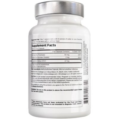 Amen Zinc & Copper Supplement + Probiotics, 3 Months Supply, One Per Day - 50 mg Zinc Picolinate Vitamin Pills - Essential Minerals Supplements – 2 Billion CFUs Probiotic – Non-GMO, 90 Capsules