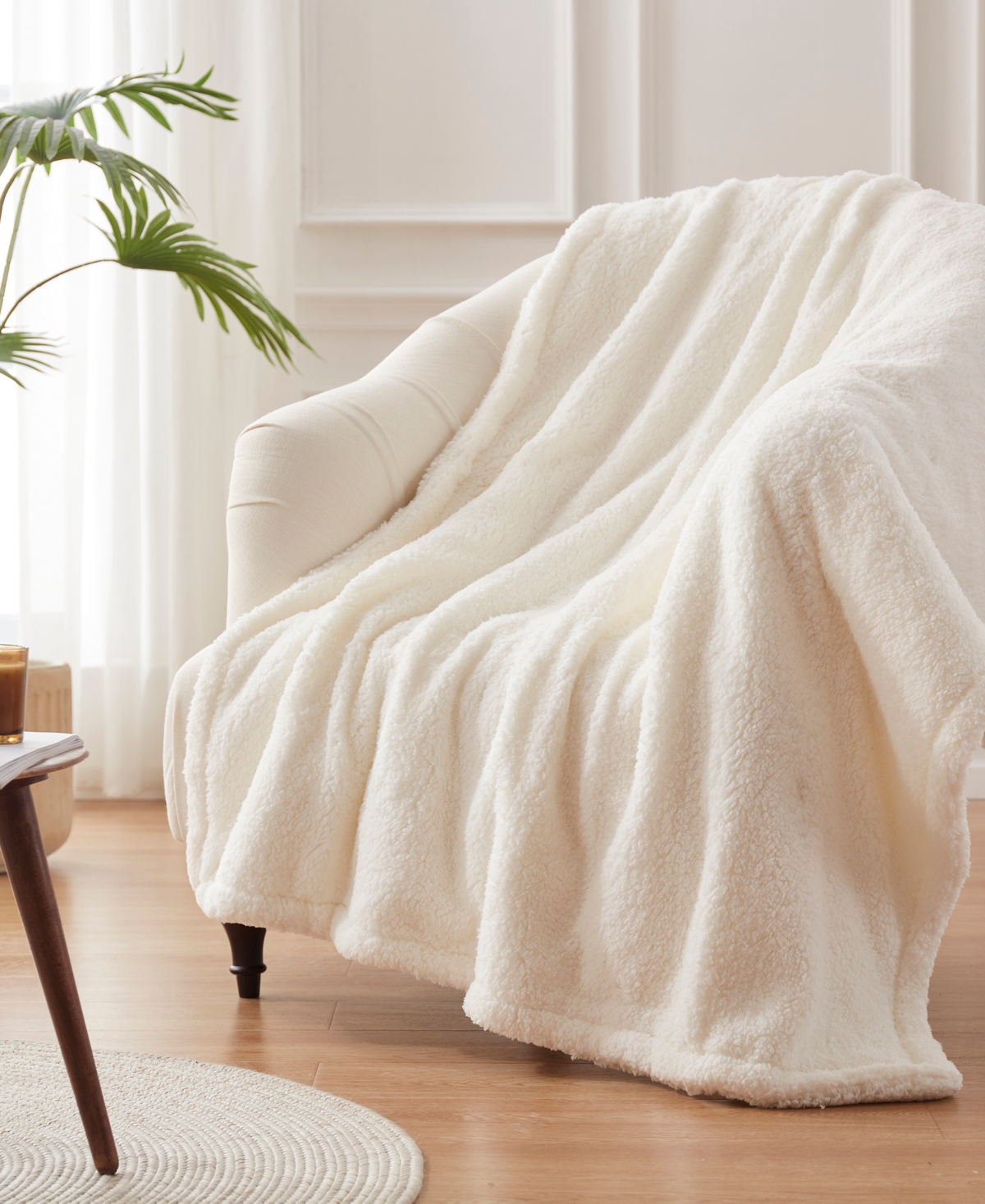 Westinghouse Westing House Sherpa Reversible Heated Throw, 50" X 60" In Ivory