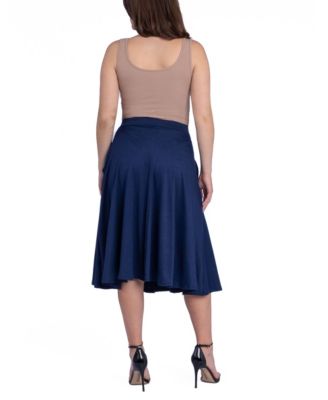 Women's Elastic Waistband Pocket Midi Skirt