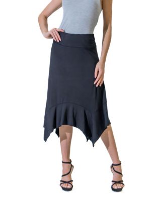 Solid Color Knee Length Elastic Waist Handkerchief Skirt