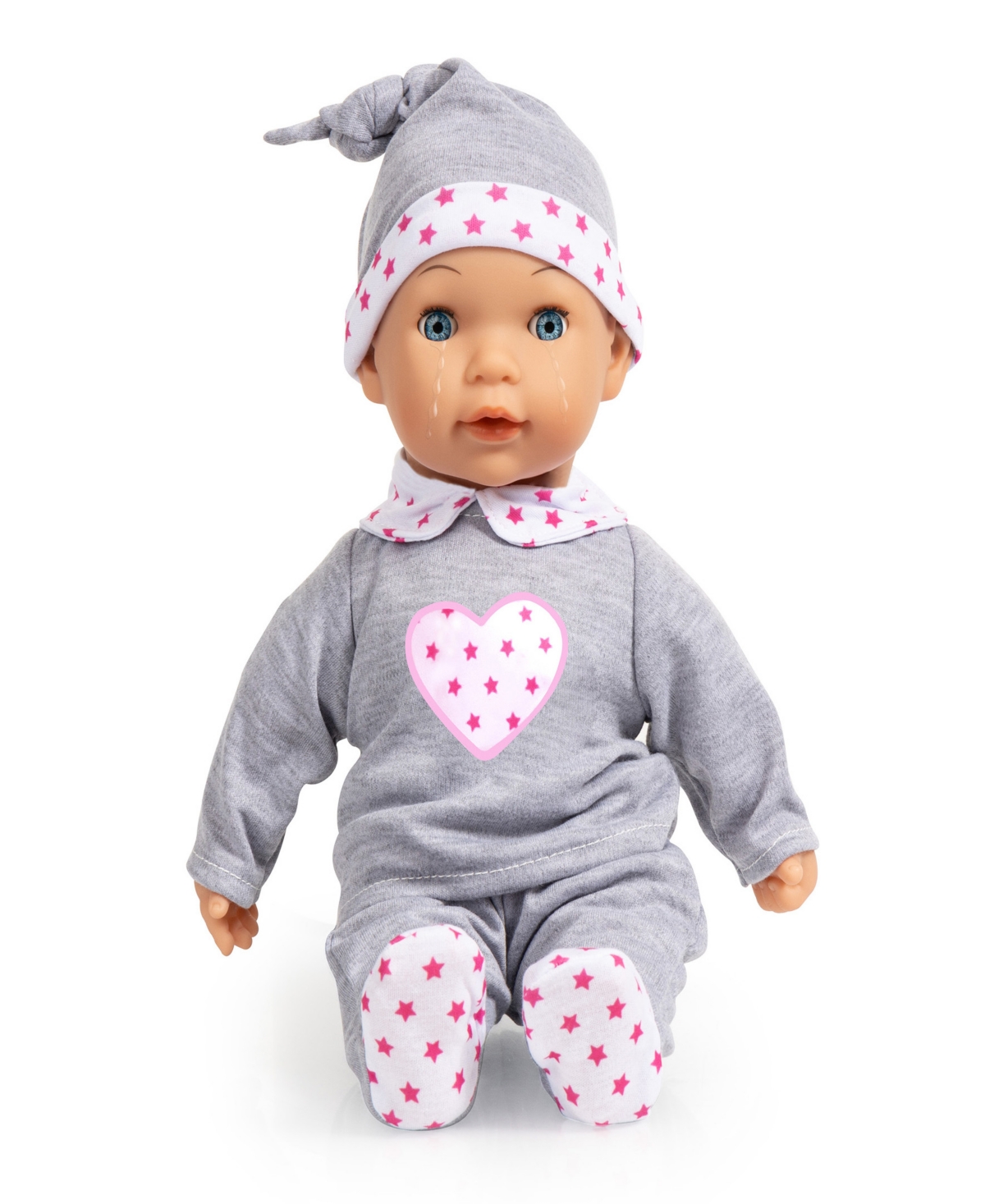 Shop Bayer Design Doll Grey, Pink, Hearts, Interactive Tears Baby In Multi