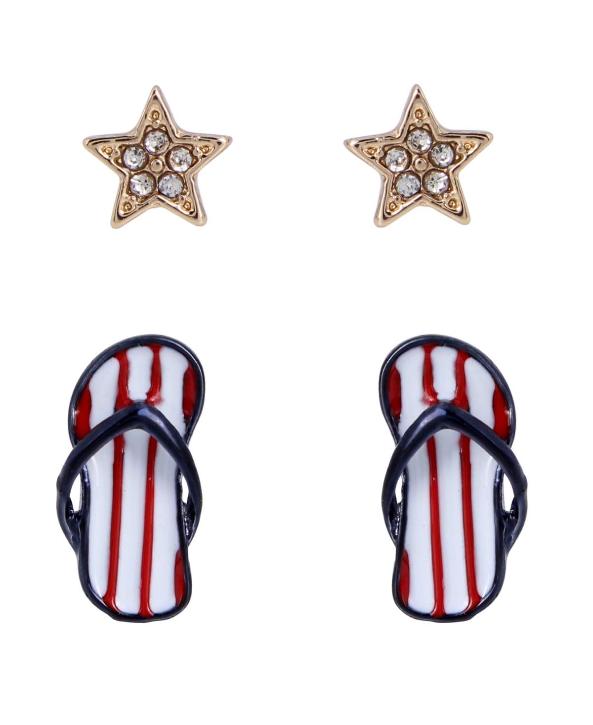 Betsey Johnson Faux Stone July 4th Star Earring Set In Red