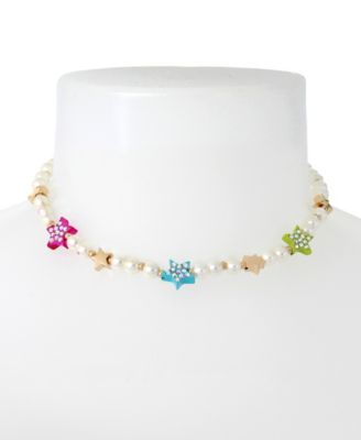 Betsey Johnson Faux Stone Starry Imitation Pearl Collar Necklace - Macy's