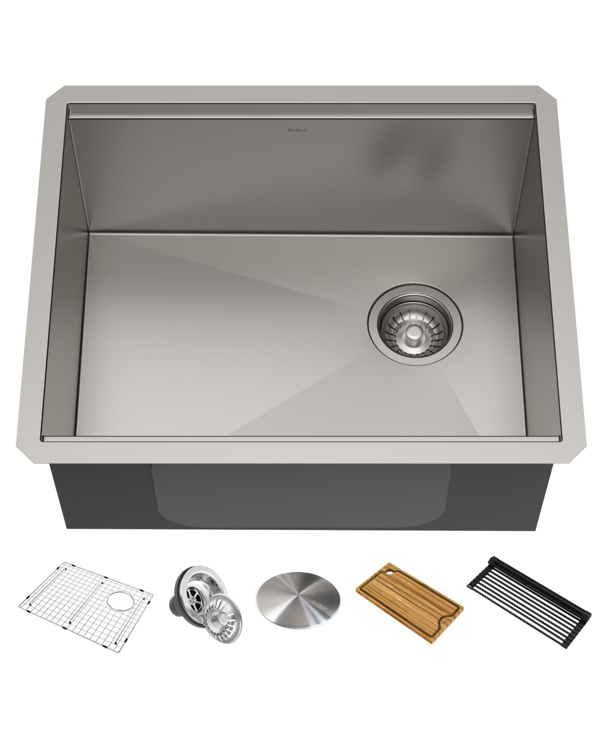 Kore 23 in. Workstation Undermount 16 Gauge Single Bowl Stainless Steel Kitchen Sink with Accessories - Stainless steel
