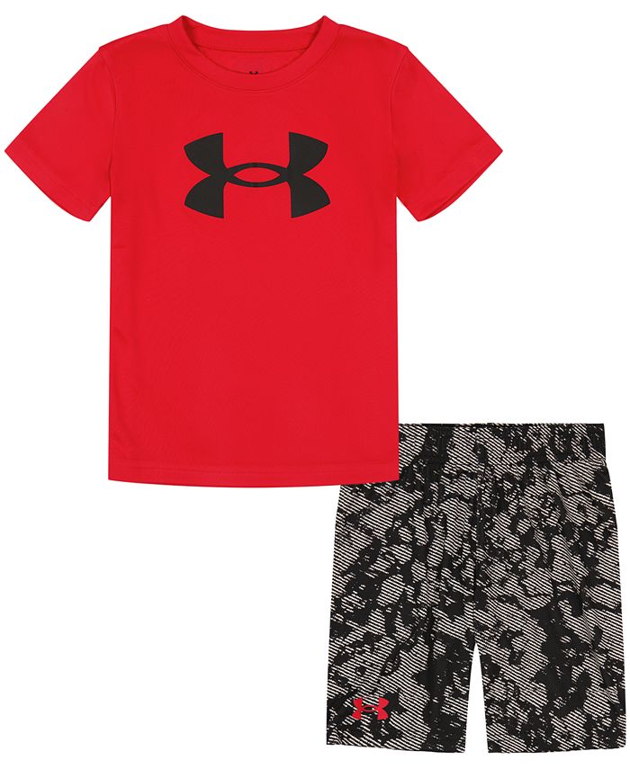 Under Armour Toddler Boys Geode Dye Big Logo Tshirt and Shorts Set