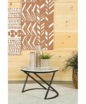 17.75" Marble Round Accent Table with Marble Top