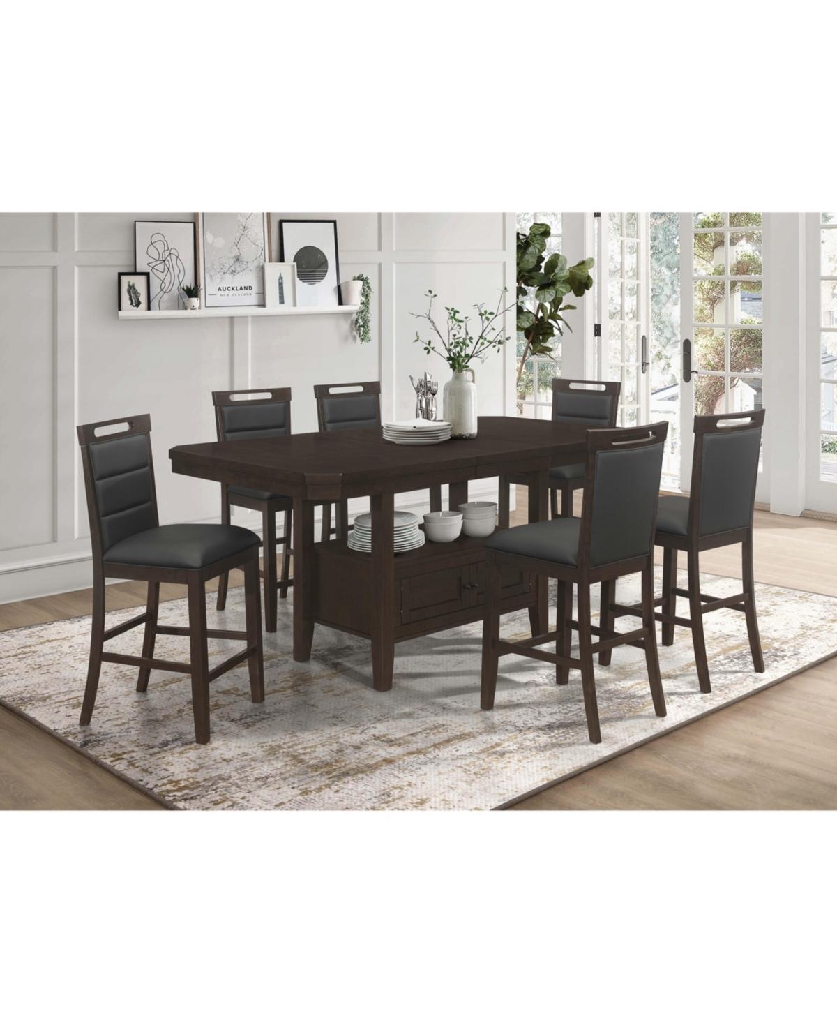 Coaster Home Furnishings Prentiss 2-piece Asian Hardwood Upholstered Counter Height Chair Set