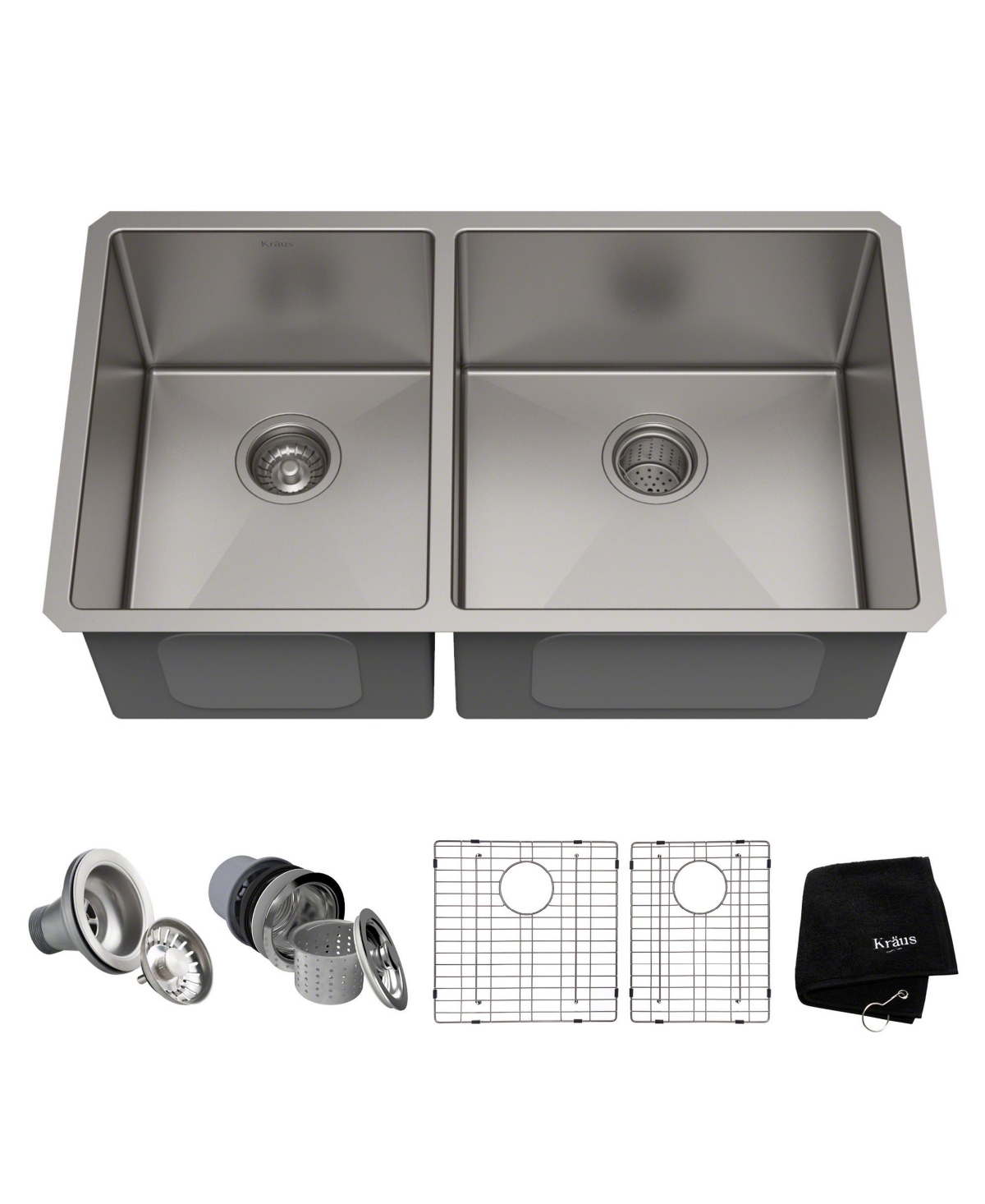 Standart Pro 33 in. 16 Gauge Undermount 40/60 Double Bowl Stainless Steel Kitchen Sink - Stainless steel