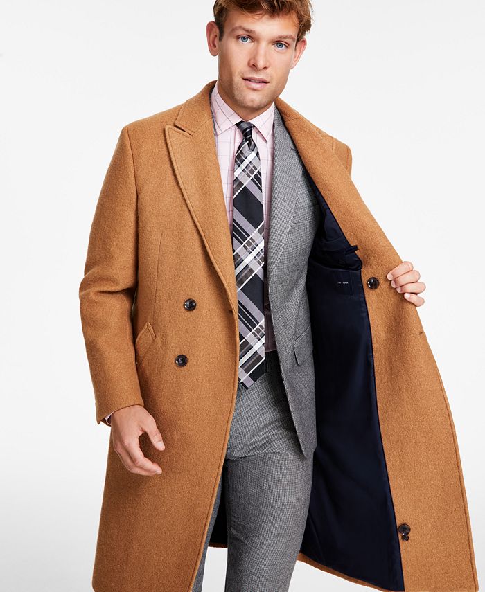 Tommy Hilfiger Men's Modern-Fit Solid Double-Breasted Overcoat - Macy's