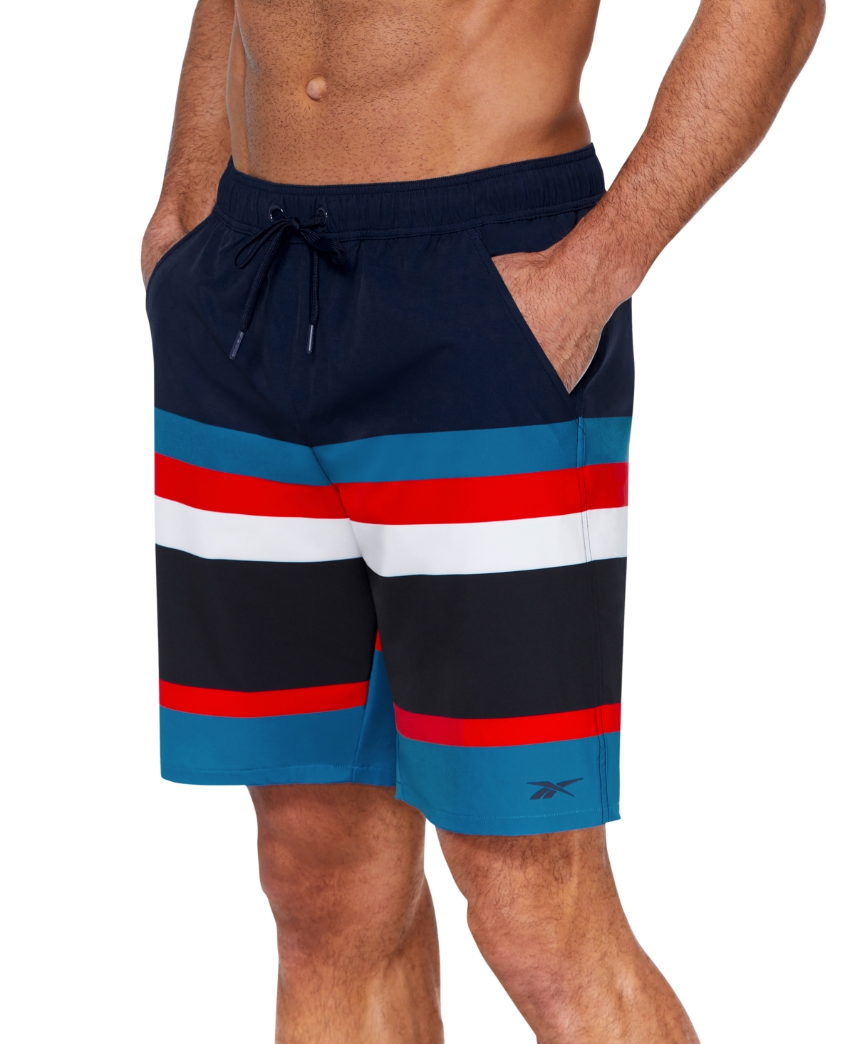 Men's 9" Striped Core Volley Swim Shorts - Navy