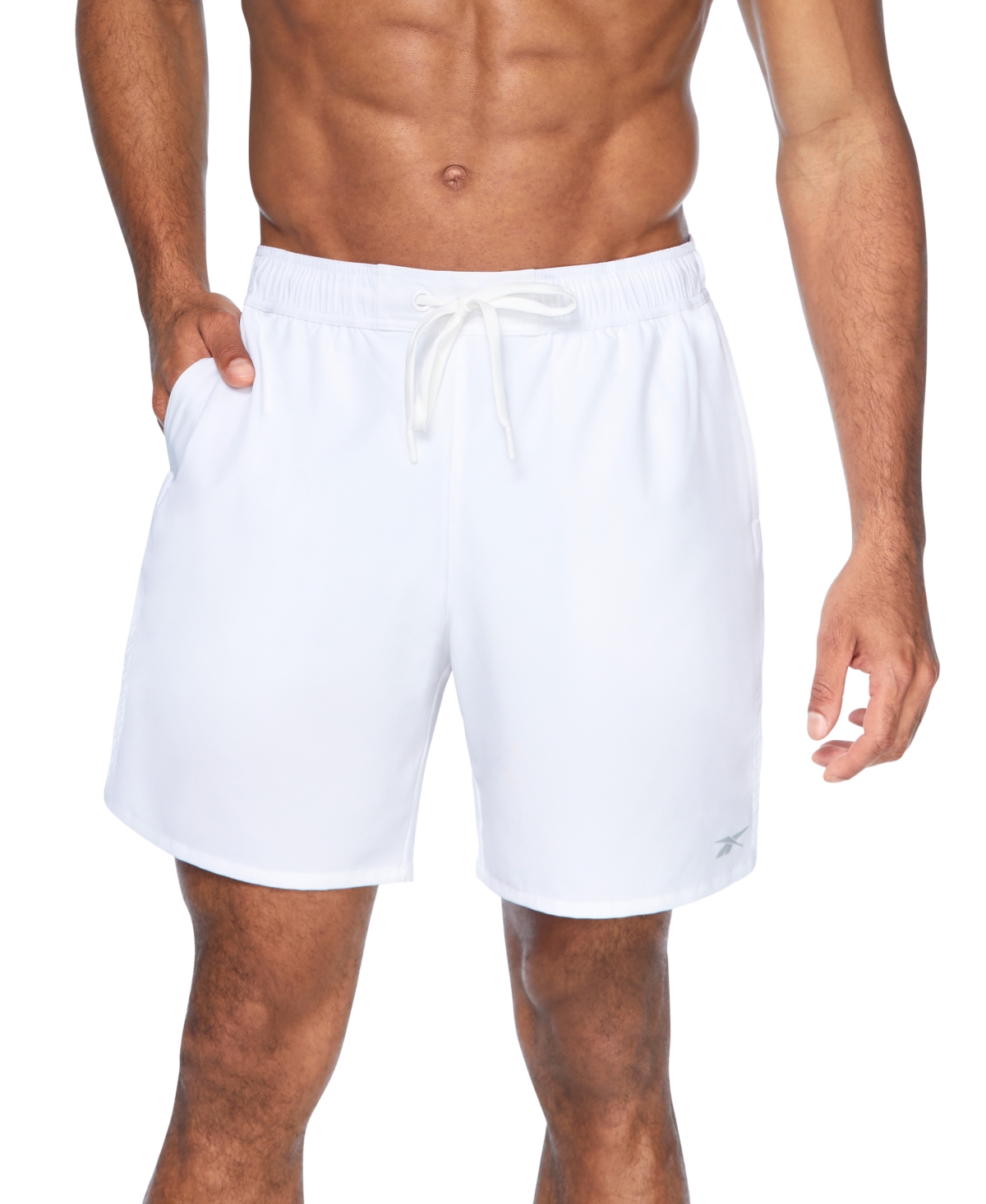 Shop Reebok Men's 7" Compression Hybrid Swim Shorts In White