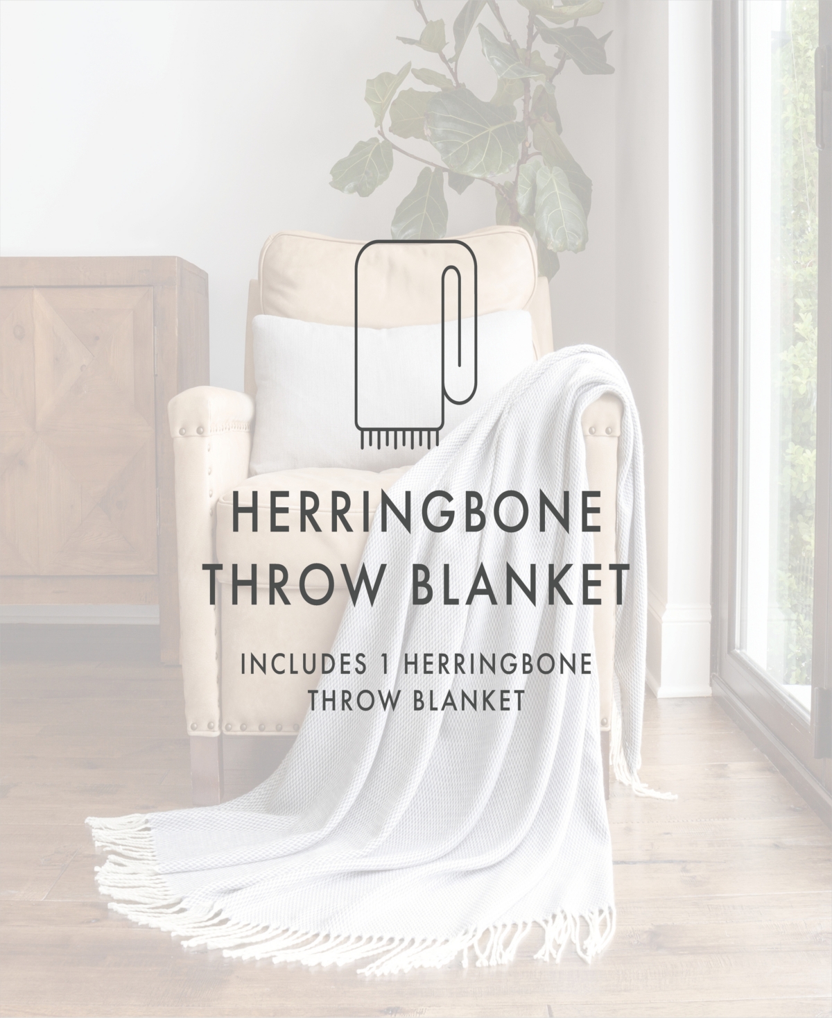 ienjoy Home Herringbone Fringed Throw, 60" x 50"