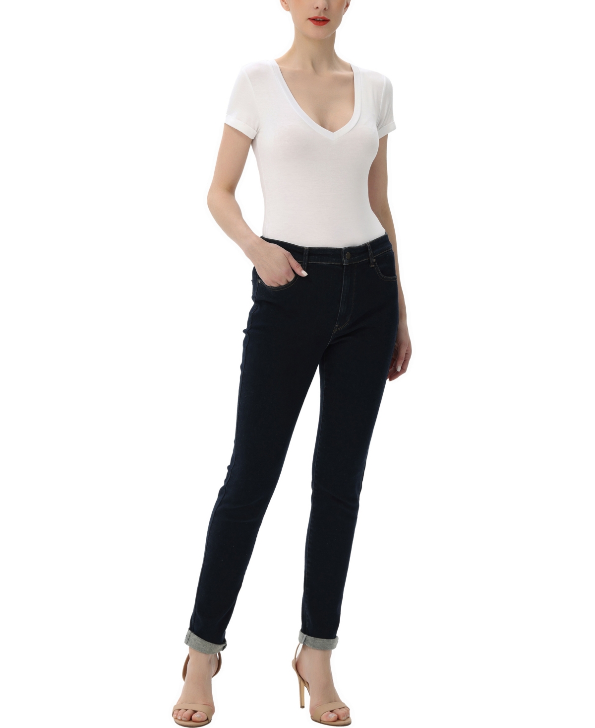 kimi + kai Women's V-neck Basic Bodysuit Top
