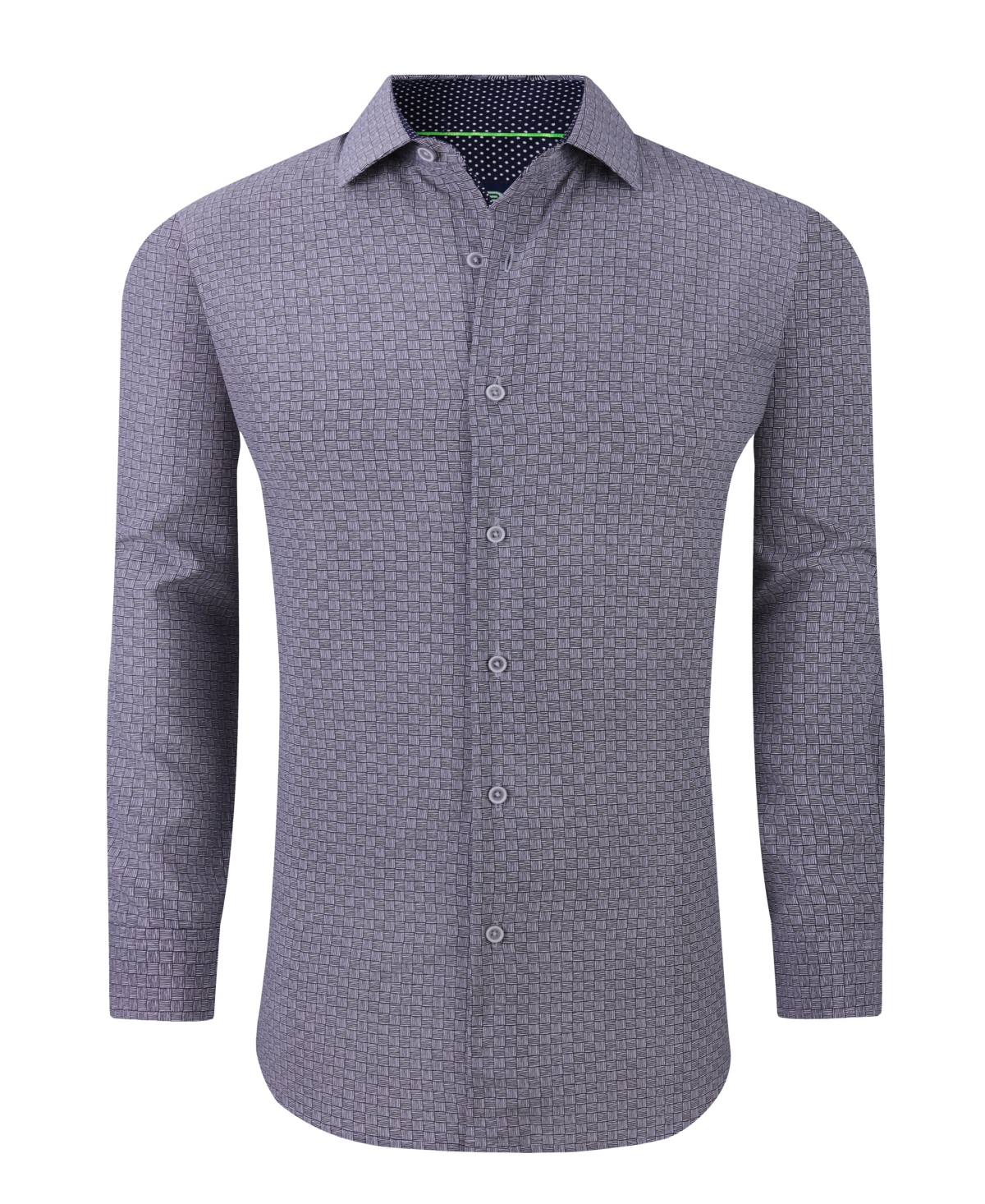 Tom Baine Men's Slim Fit Performance Long Sleeve Geometric Button Down Shirt In Navy Boxes