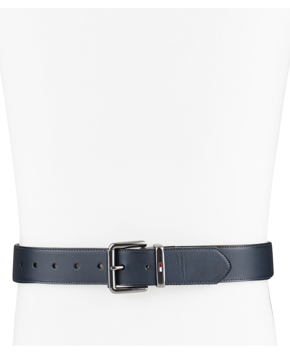 Tommy Hilfiger Men's Two-in-one Reversible Casual Matte And Pebbled Belt In Blue