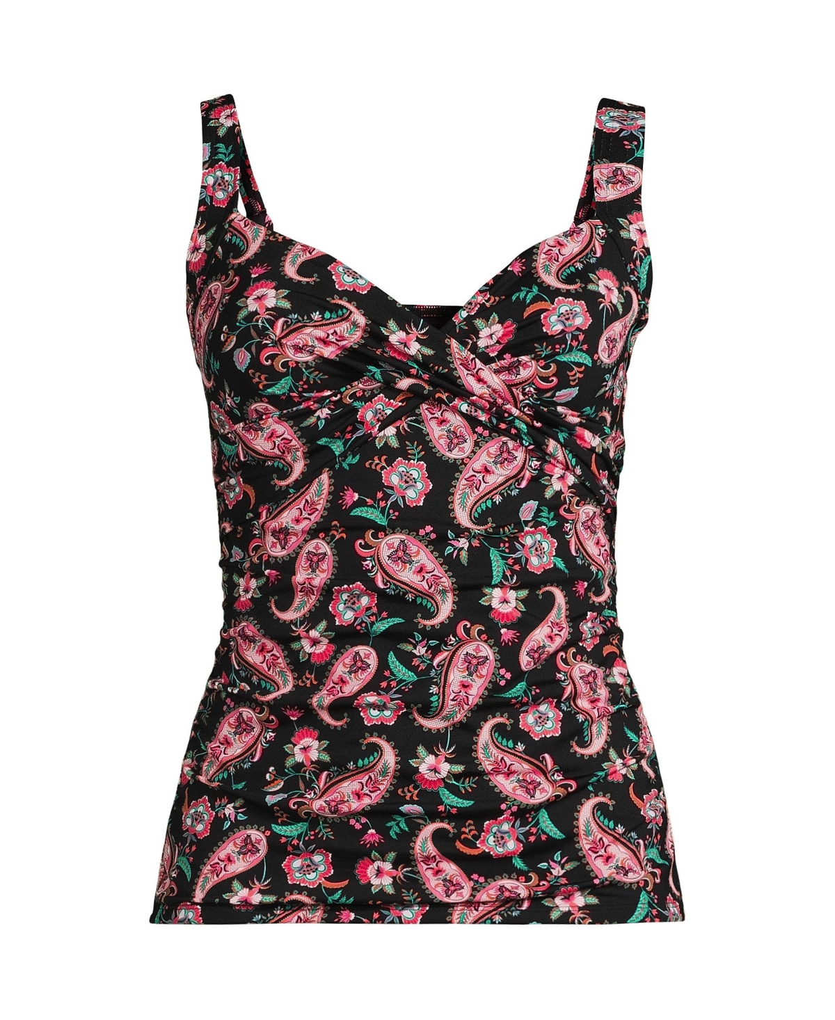 Lands' End Women's Wrap Underwire Tankini Top Swimsuit Smart Closet