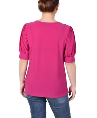 Petite Short Sleeve Balloon Sleeve Top