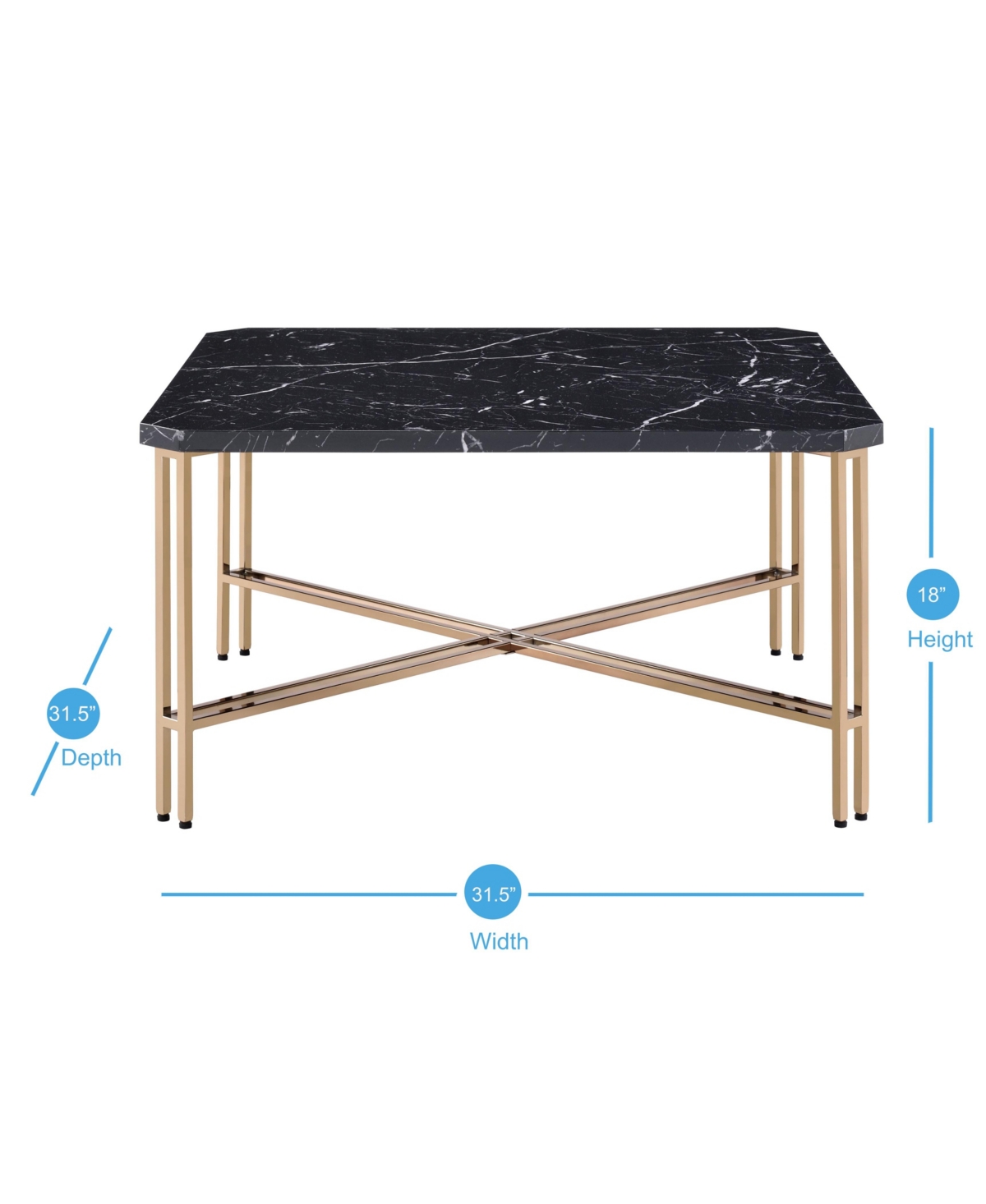Steve Silver Daxton Faux Marble Square Cocktail Table - Gold