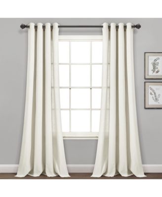 Lush Decor Faux Linen Grommet Window Curtain Panel Pair 52"W x 84"L Dark Linen - Linen Curtains For Bedroom - Neutral Curtains For Living Room