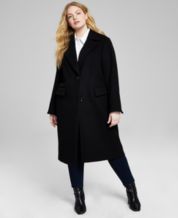 Macys long black best sale coat