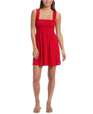 Roxy - Juniors' Hanging 10 Smocked Square-Neck Dress