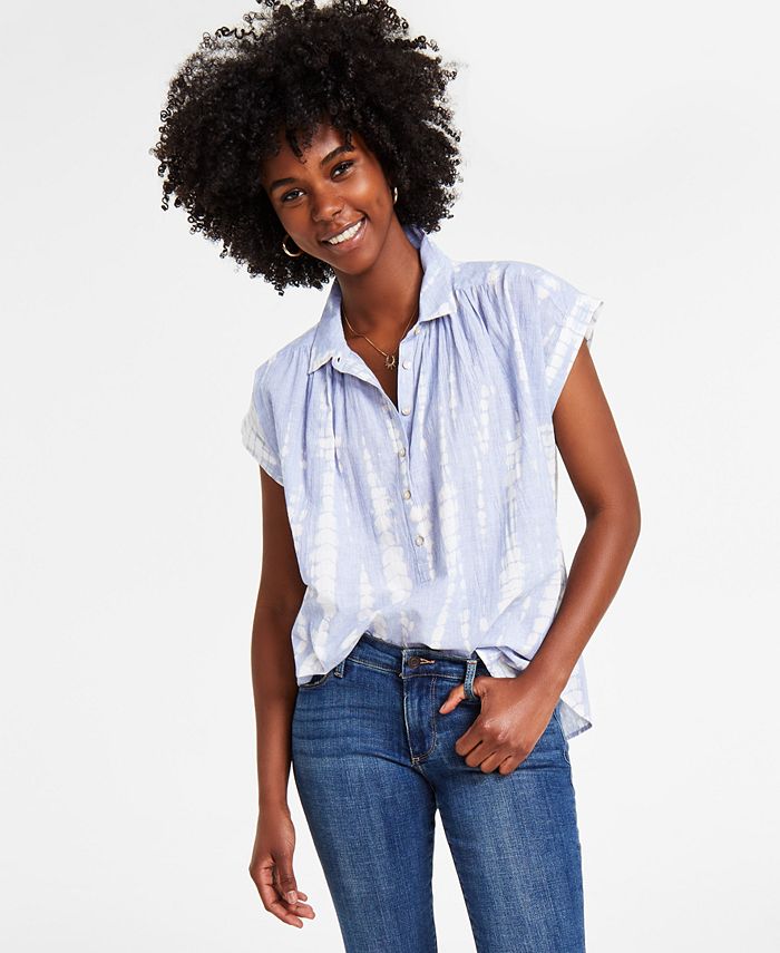 Lucky Brand Women's Cotton Washed Dolman Popover Shirt - Macy's
