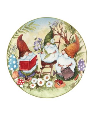 Garden Gnomes Set of 4 Dinner Plate 11"