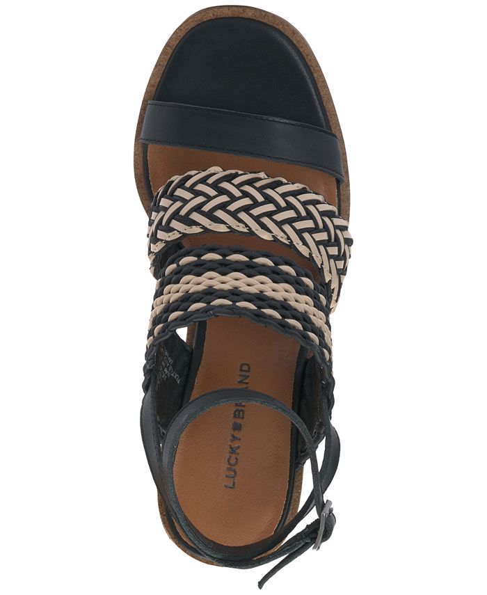 Lucky Brand Women's Lissie Woven Ankle Strap Wedge Sandals - Macy's