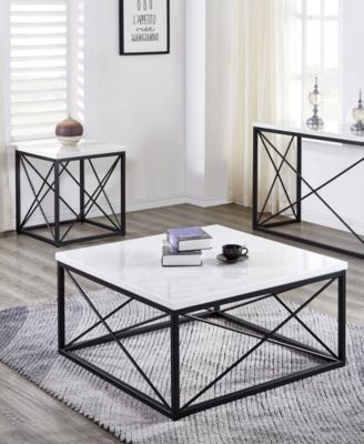 Steve Silver Skyler 22" Square Marble and Metal End Table