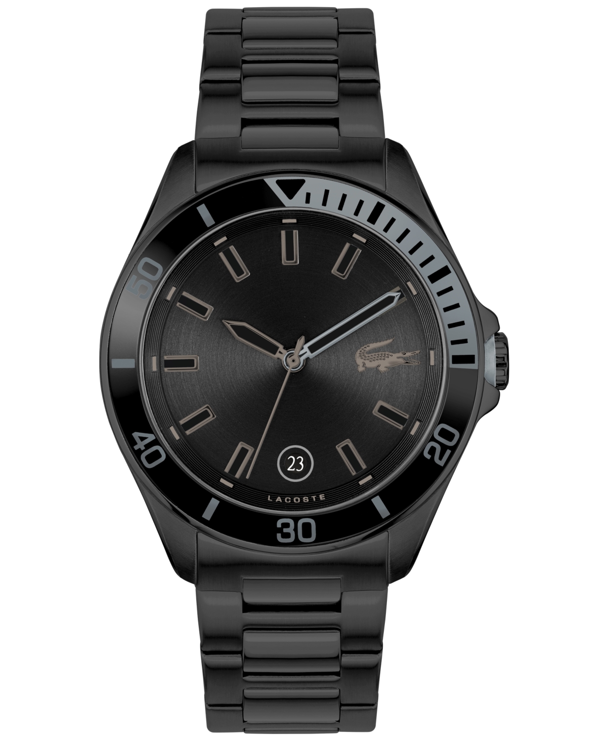 Shop Lacoste Men's Tiebreaker Black Silicone Strap Watch 43mm