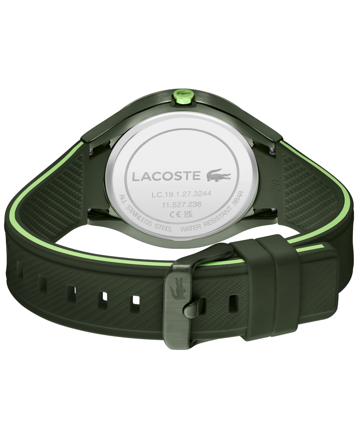 Lacoste Men's Ollie Green Silicone Strap Watch 44mm