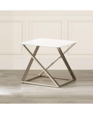Steve Silver Zurich 24" Square Faux Marble and Matte Chrome End Table