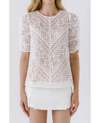endless rose Women's Lace Stripe Top - Macy's