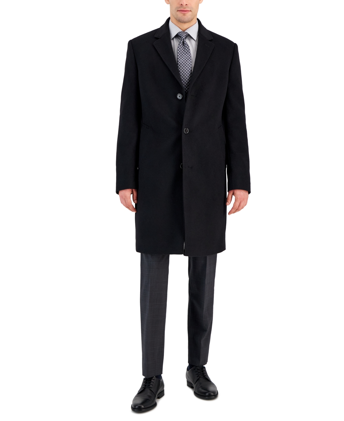 Michael Kors Men's Classic Fit Luxury Wool Cashmere Blend Overcoats In Black