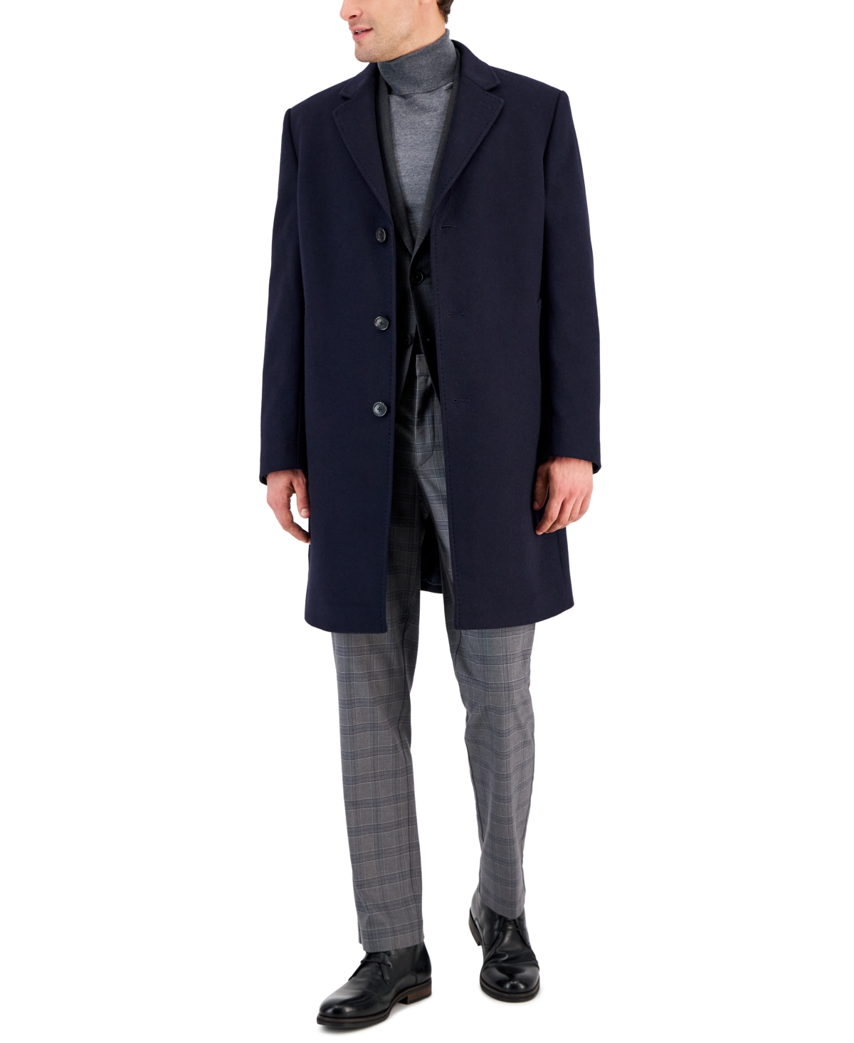Michael Kors Men's Classic Fit Luxury Wool Cashmere Blend Overcoats In Navy